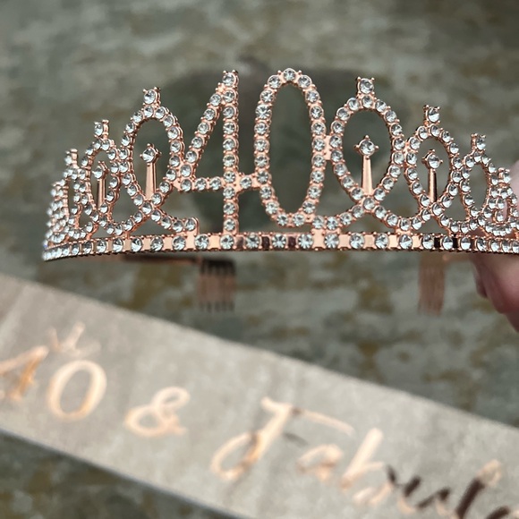 40 and FABULOUS sparkly tiara and pageant sash - Picture 2 of 3
